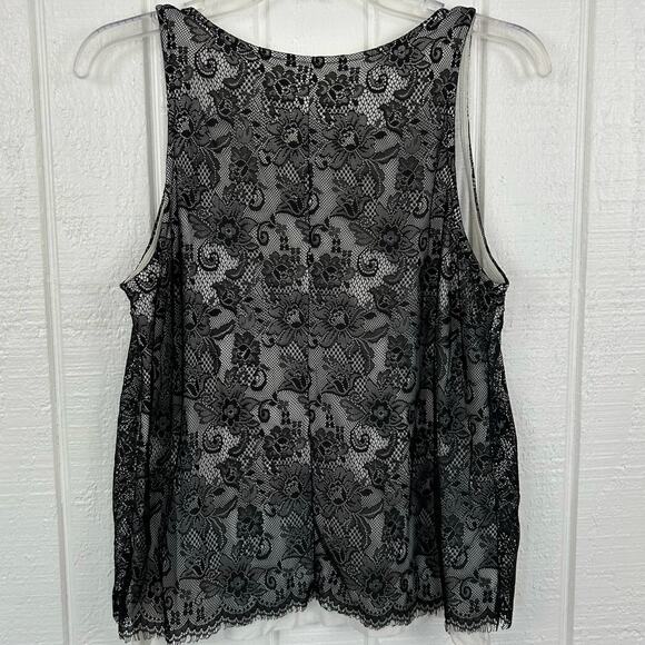 Loft Women Black Lace Sleeveless Tank Top Whimsigoth Lingerie Medium Petite - Picture 4 of 6